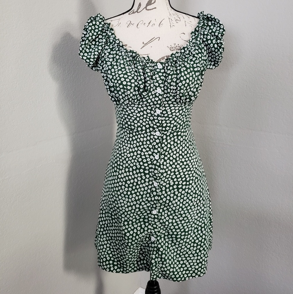 Green Ditsy Floral Summer Dress - Picture 7 of 8
